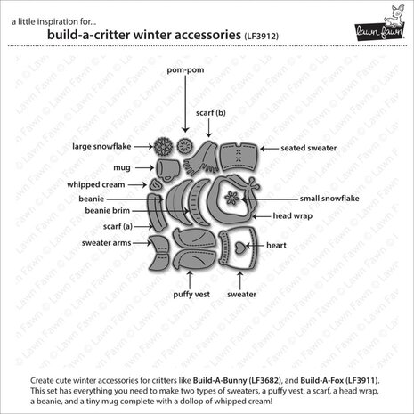 Lawn Fawn Build-A-Critter Winter Accessories Dies (LF3912)