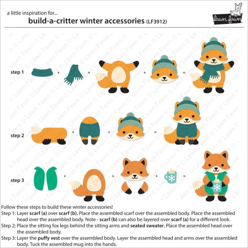 Lawn Fawn Build-A-Critter Winter Accessories Dies (LF3912)