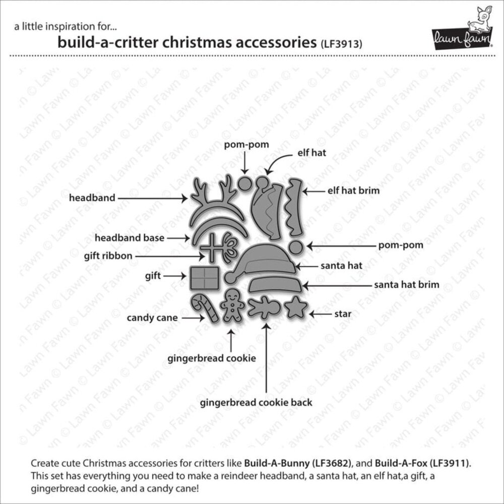 Lawn Fawn Build-A-Critter Christmas Accessories Dies (LF3913)