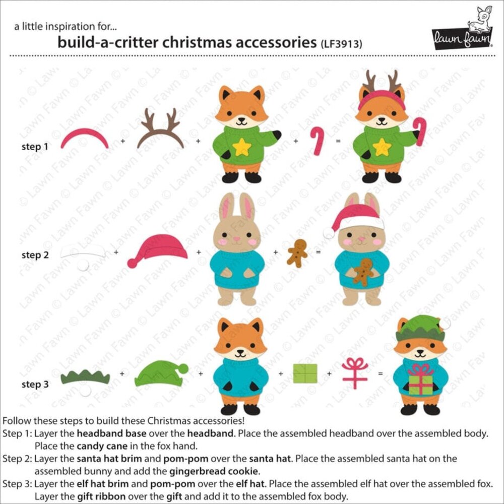 Lawn Fawn Build-A-Critter Christmas Accessories Dies (LF3913)