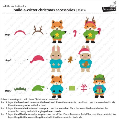 Lawn Fawn Build-A-Critter Christmas Accessories Dies (LF3913)