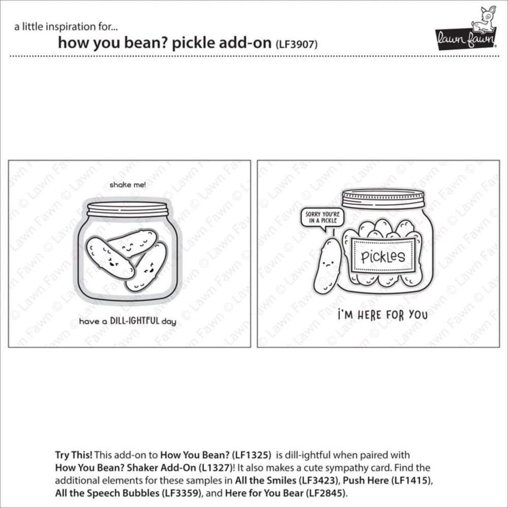 Lawn Fawn How You Bean? Pickle Add-On Clear Stamps (LF3907) Lawn Fawn How You Bean? Pickle Add-On Clear Stamps (LF3907)