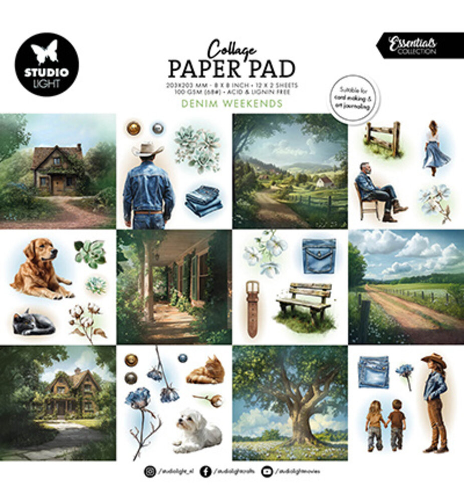 Studio Light Denim Weekends 8x8 Inch Collage Paper Pad (SL-ES-CPP408)