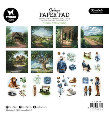 Studio Light Denim Weekends 8x8 Inch Collage Paper Pad (SL-ES-CPP408)