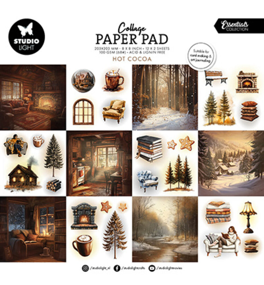 Studio Light Hot Cocoa 8x8 Inch Collage Paper Pad (SL-ES-CPP409) Studio Light Hot Cocoa 8x8 Inch Collage Paper Pad (SL-ES-CPP409)