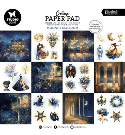 Studio Light Moonlit Ballroom 8x8 Inch Collage Paper Pad (SL-ES-CPP410)