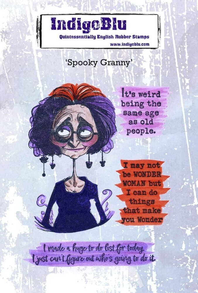 IndigoBlu Spooky Granny A6 Rubber Stamp (IND1476)