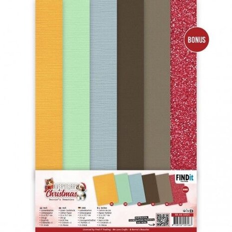 Berrie's Beauties A Very Furry Christmas A4 Linen Cardstock Pack (BB-A4-10021)
