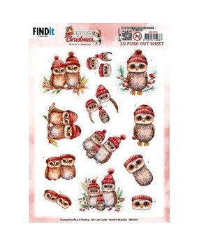 Berrie's Beauties A Very Furry Christmas 3D Push Out Owl (SB11055)