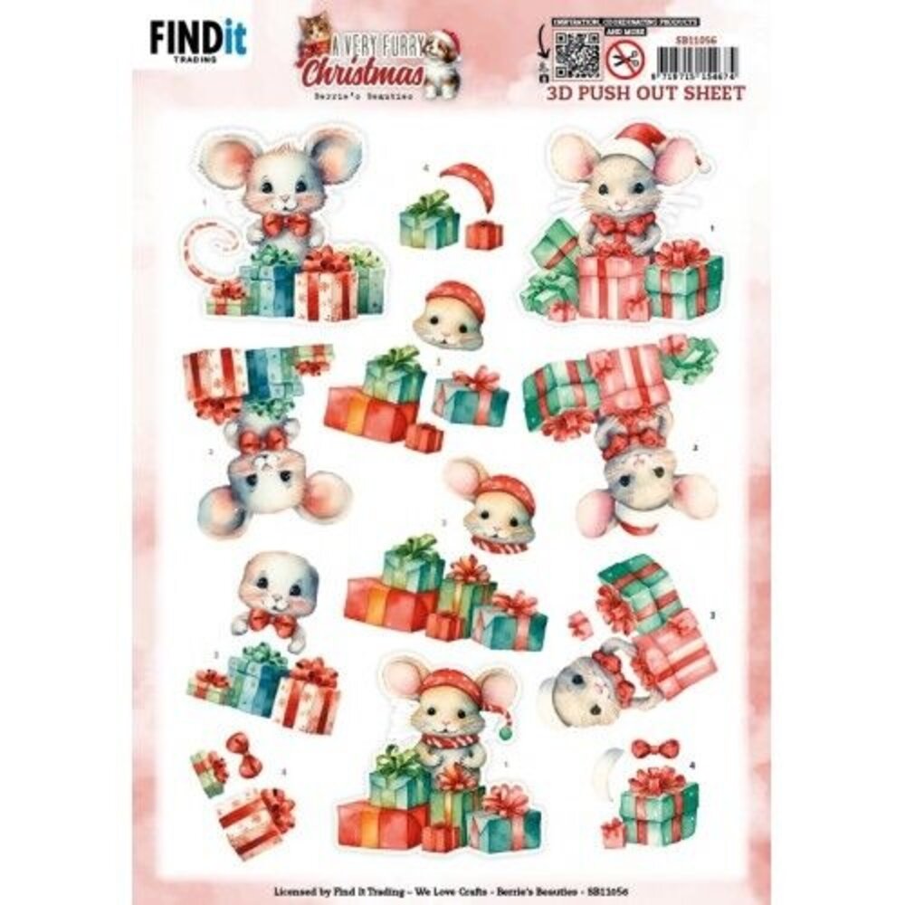 Berrie's Beauties A Very Furry Christmas 3D Push Out Mouse (SB11056) Berrie's Beauties A Very Furry Christmas 3D Push Out Mouse (SB11056)