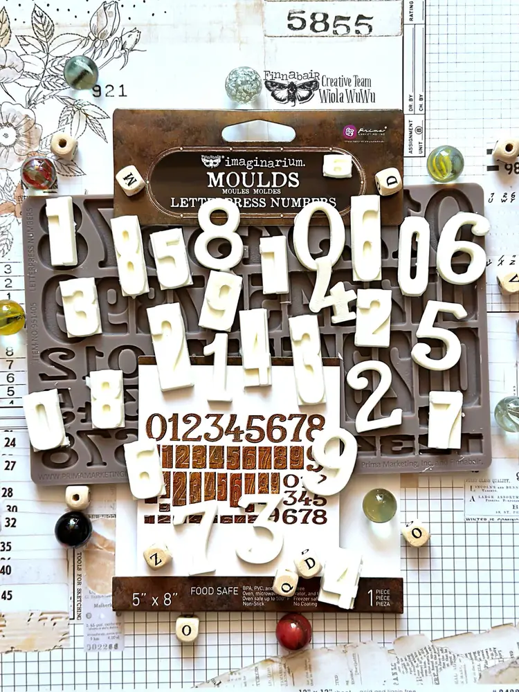 Prima Marketing Inc Finnabair Imaginarium Letterpress Numbers Moulds (951405) Prima Marketing Inc Finnabair Imaginarium Letterpress Numbers Moulds (951405)