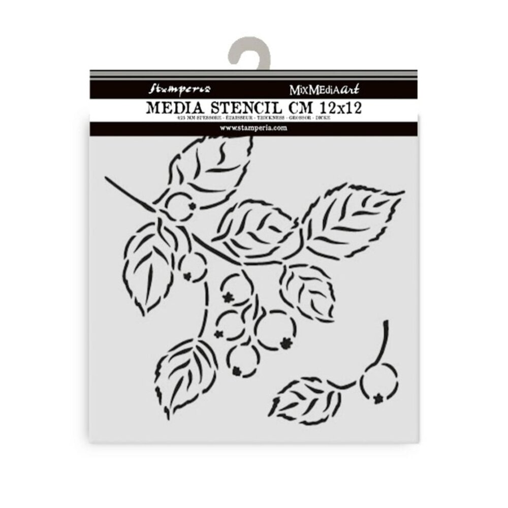 Stamperia Whispering Woods Thick Stencil 12x12cm Berries (KSTDS60)