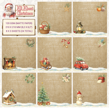 Creatief Art All About Christmas 8x8 Inch Paper Pack (CCOA-CHRISTMAS-01)