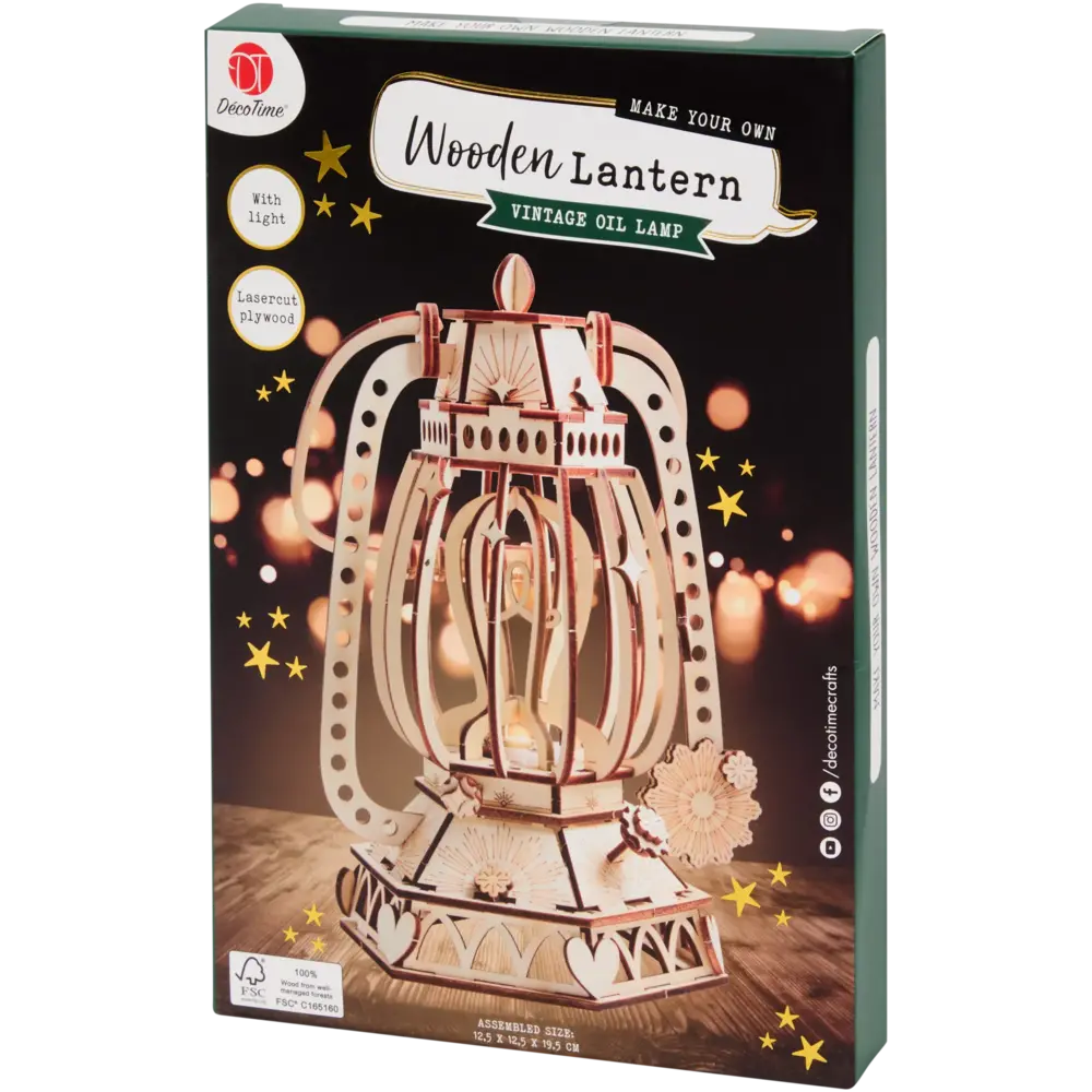 DécoTime DIY Wooden Lantern Vintage Oil Lamp (3210789)