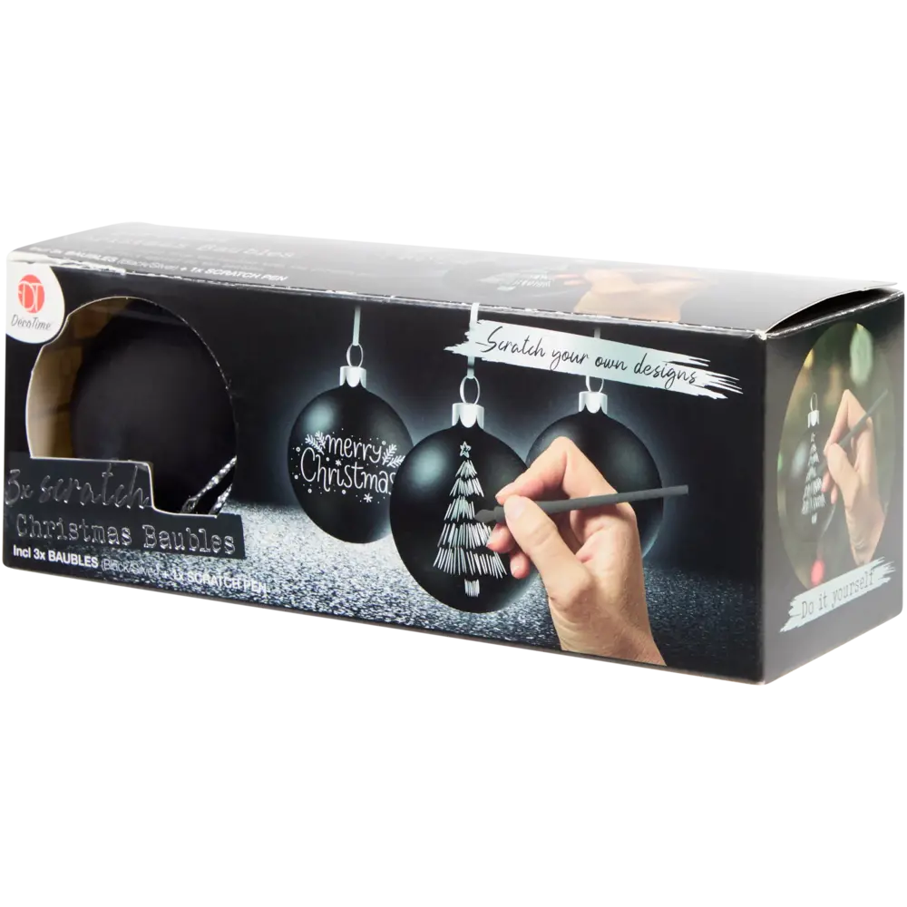 DécoTime Silver Scratch Christmas Baubles (3217461)
