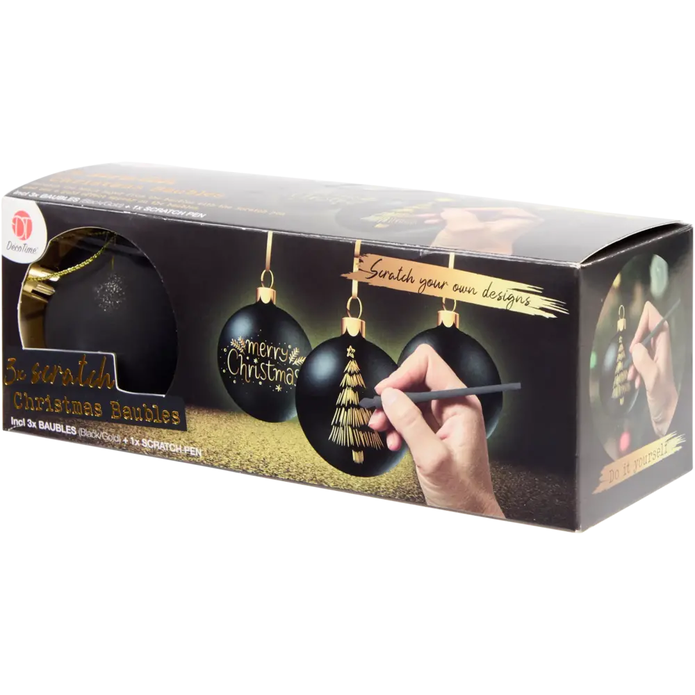 DécoTime Gold Scratch Christmas Baubles (3217461)