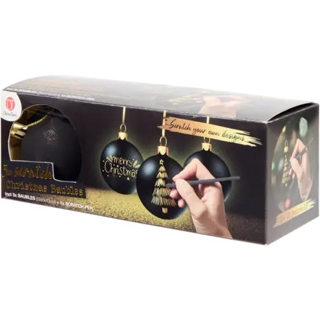 DécoTime Gold Scratch Christmas Baubles (3217461)