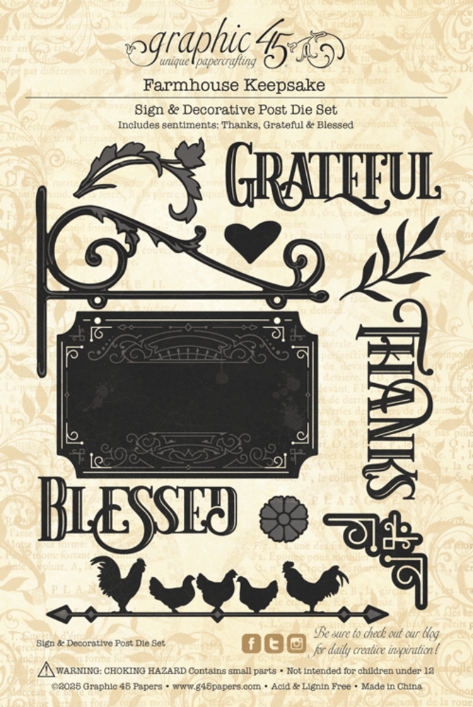 Graphic 45 Farmhouse 12x12 Inch Keepsake Kit with Exclusive Metal Die-Set (4503150)