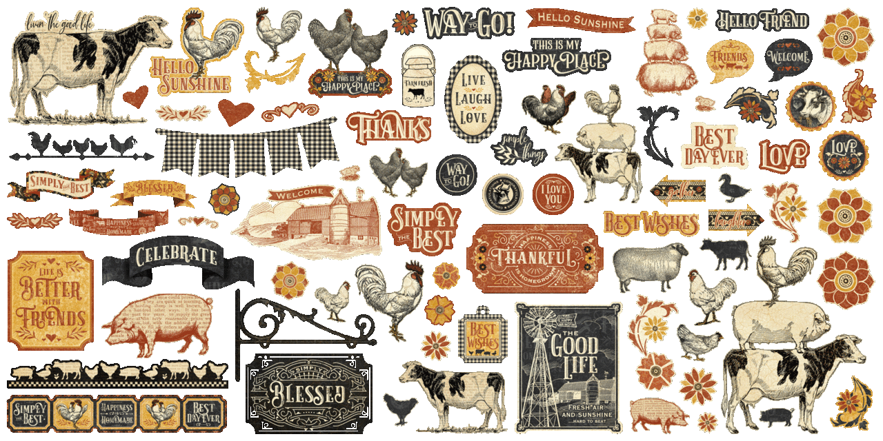 Graphic 45 Farmhouse 12x12 Inch Keepsake Kit with Exclusive Metal Die-Set (4503150)