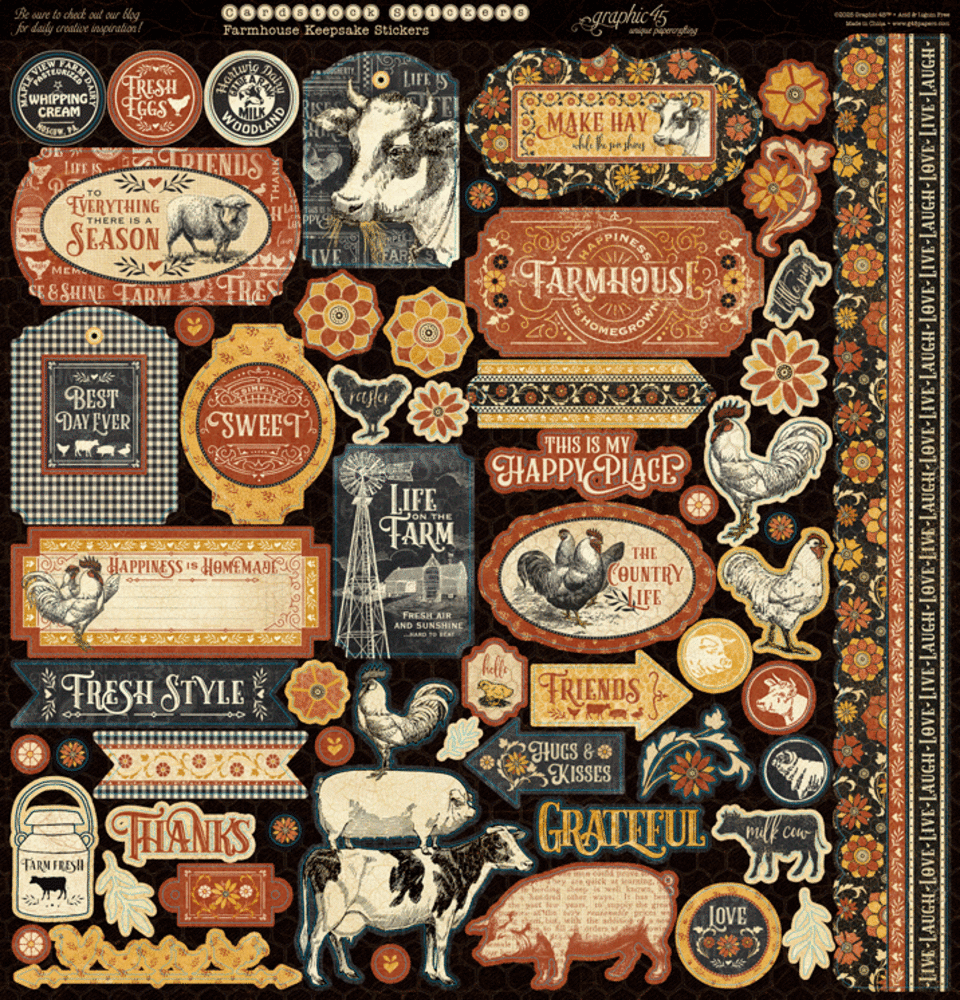 Graphic 45 Farmhouse 12x12 Inch Keepsake Kit with Exclusive Metal Die-Set (4503150)