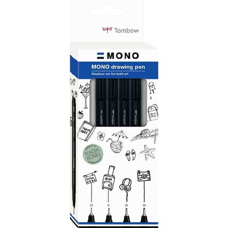 Tombow MONO Fine Drawing Pen Set (WS-EFL-H-F- 4P)