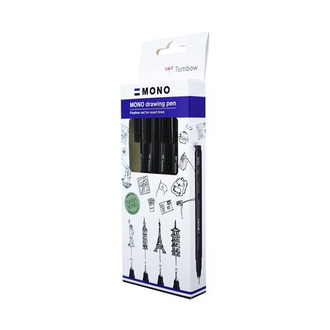 Tombow MONO Fine Drawing Pen Set (WS-EFL-H-F- 4P)
