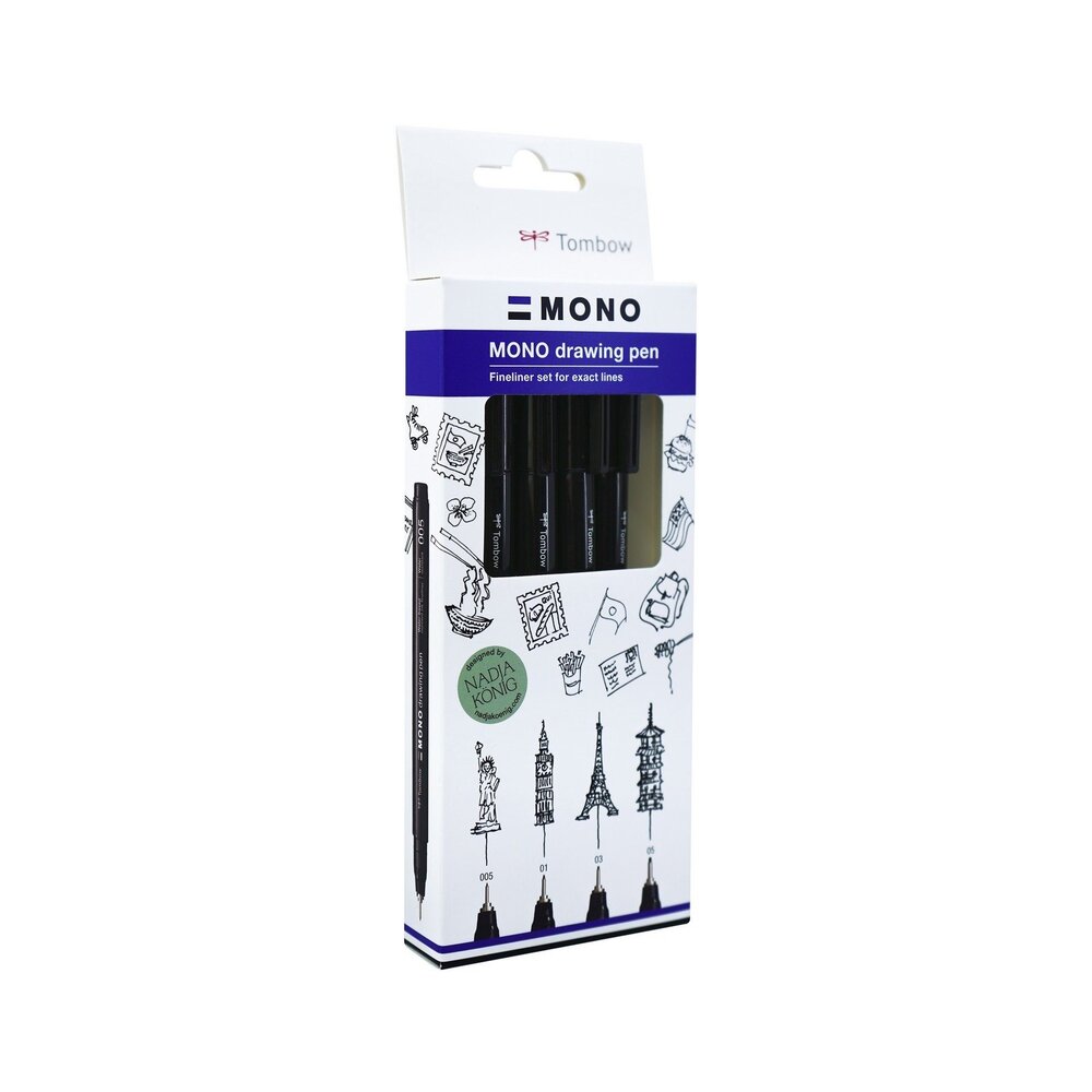 Tombow MONO Fine Drawing Pen Set (WS-EFL-H-F- 4P)