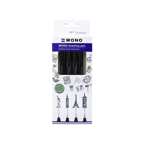 Tombow MONO Fine Drawing Pen Set (WS-EFL-H-F- 4P)