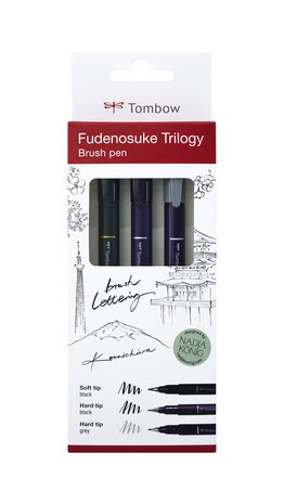 Tombow Fudenosuke Brush Pen Trilogy (WS-BHS-3P)
