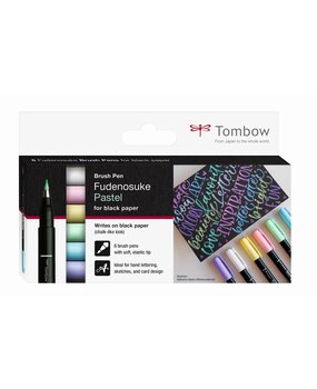 Tombow Fudenosuke Pastel Brush Pens for Black paper (WS-BS-6P)
