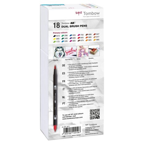 Tombow ABT Dual Brush Pens Primary Colors (18pcs) (ABT-18P-1)