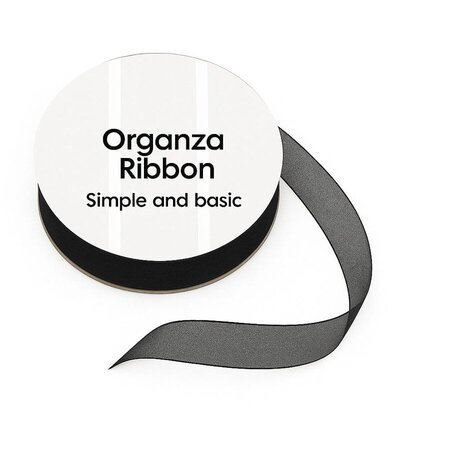 Simple and Basic Black Organza Ribbon (8mmx10m) (SBA409)