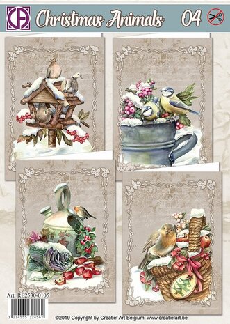 Creatief Art Card Kit Christmas Animals 04 (RE2530-0105)