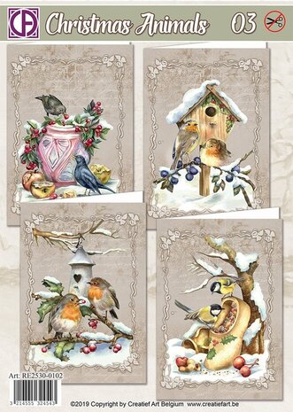 Creatief Art Card Kit Christmas Animals 03 (RE2530-0102)