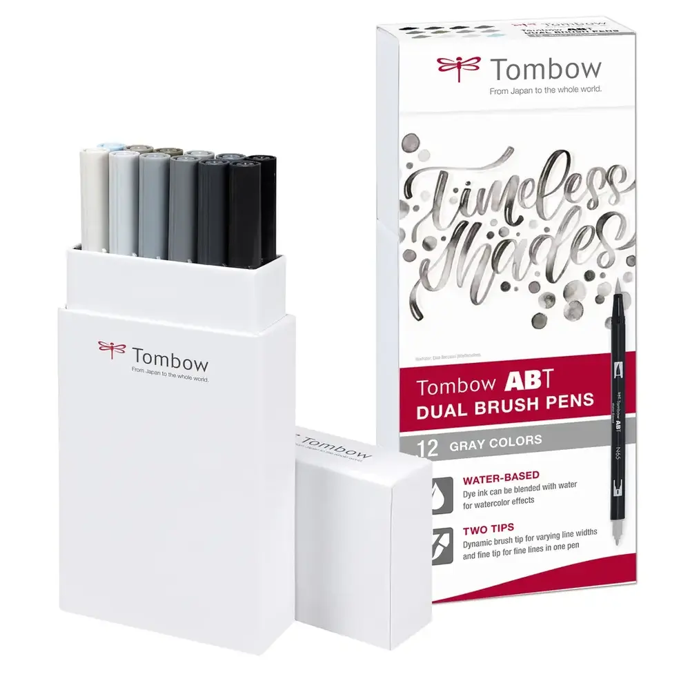 Tombow ABT Dual Brush Pens Gray Colors (12pcs) (ABT-12P-3)