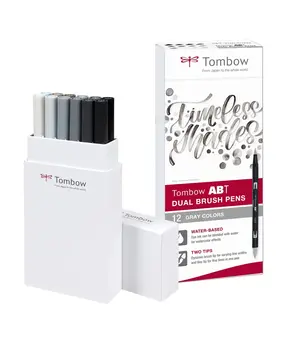 Tombow ABT Dual Brush Pens Gray Colors (12pcs) (ABT-12P-3)