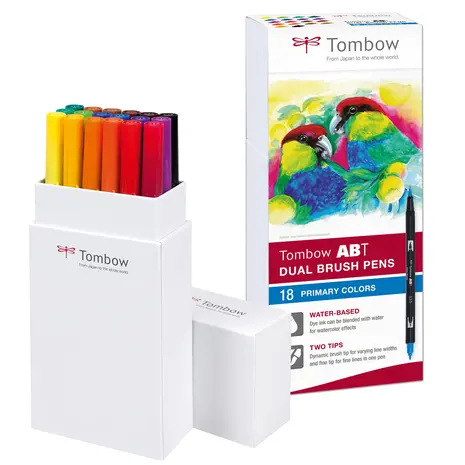 Tombow ABT Dual Brush Pens Primary Colors (18pcs) (ABT-18P-1)