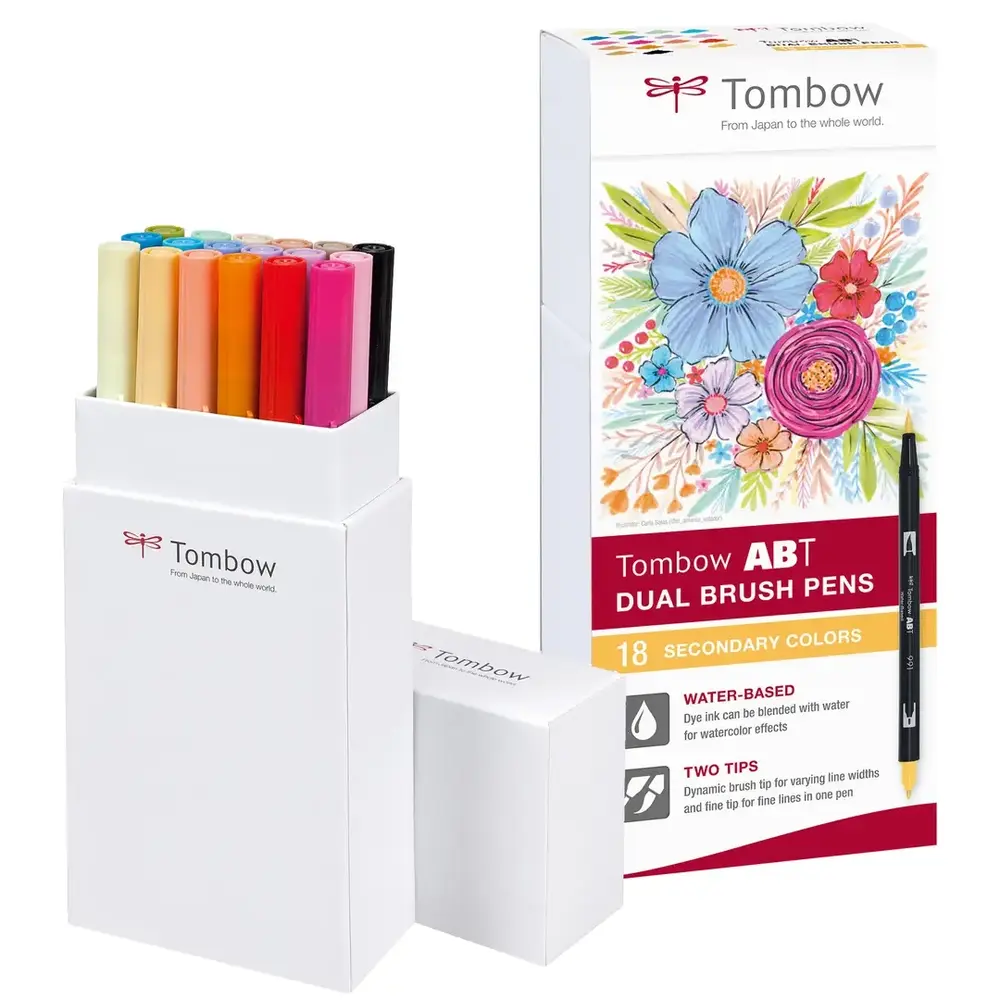 Tombow ABT Dual Brush Pens Secondary Colors (18pcs) (ABT-18P-2)