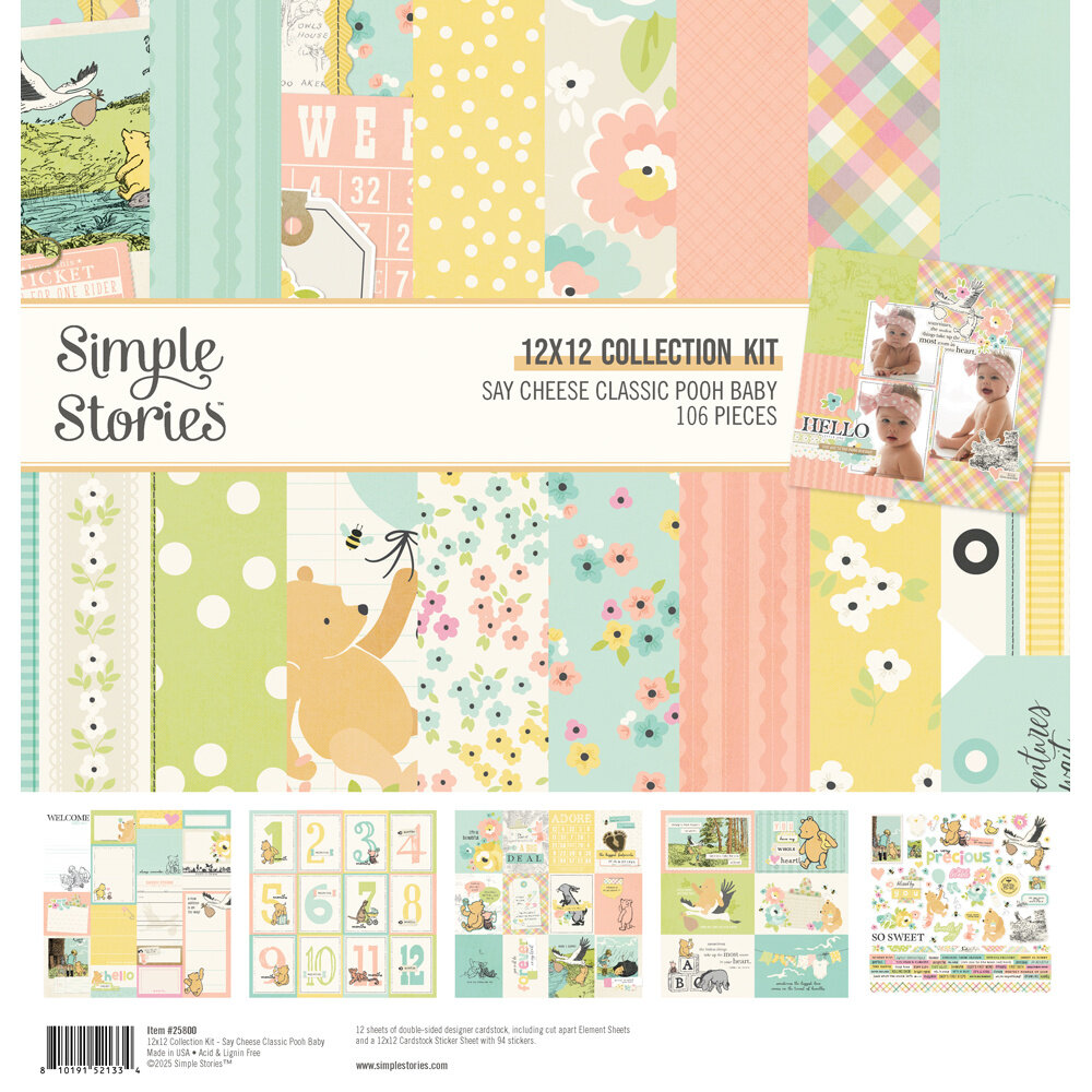 Simple Stories Say Cheese Classic Pooh Baby 12x12 Inch Collection Kit (25800)