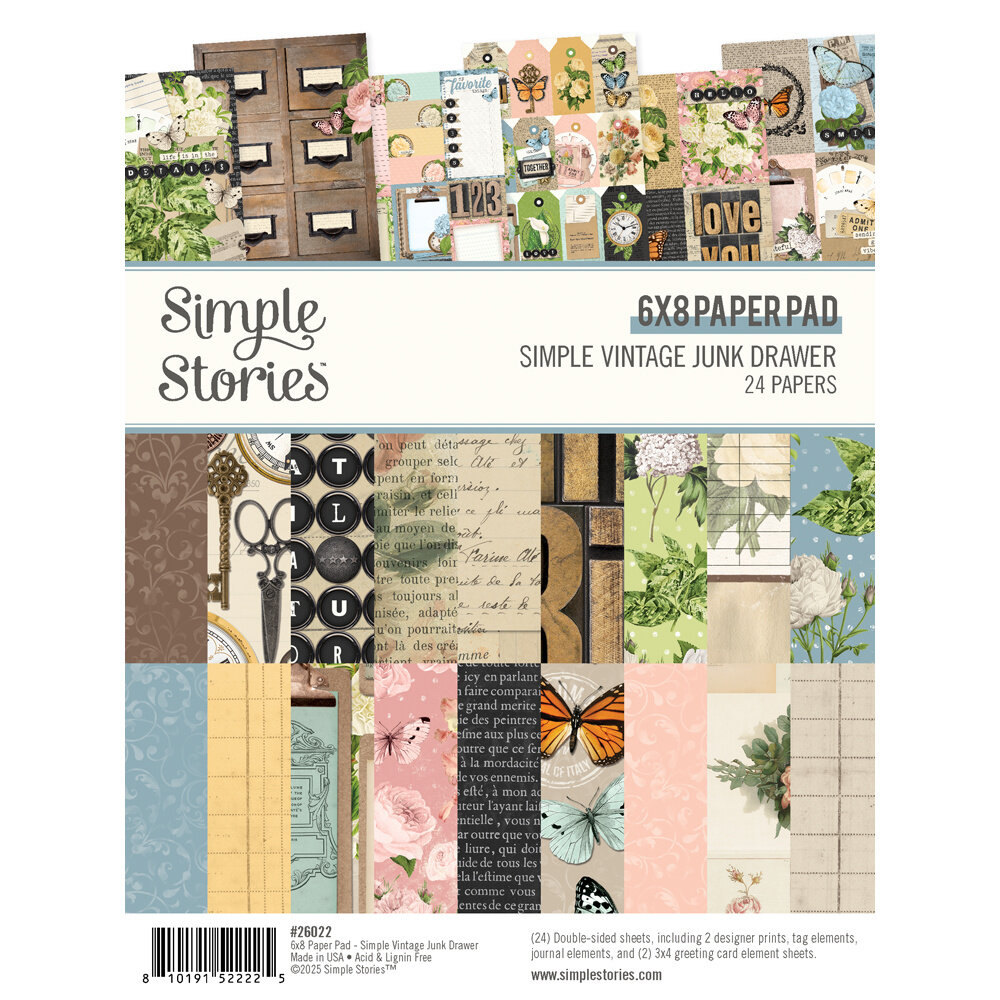 Simple Stories Simple Vintage Junk Drawer 6x8 Inch Paper Pad (26022) Simple Stories Simple Vintage Junk Drawer 6x8 Inch Paper Pad (26022)