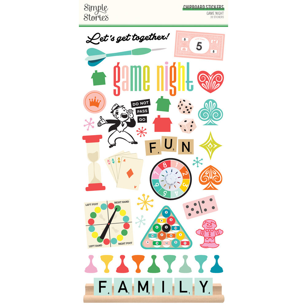 Simple Stories Game Night 6x12 Inch Chipboard Stickers (26117) Simple Stories Game Night 6x12 Inch Chipboard Stickers (26117)