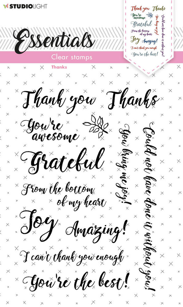 Studio Light Sentiments/Wishes Thanks Clear Stamps (SL-ES-STAMP178) (OUTLET) Studio Light Sentiments/Wishes Thanks Clear Stamps (SL-ES-STAMP178) (OUTLET)