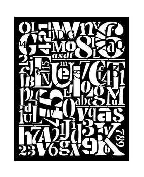 Stamperia Furry Friends Thick Stencil 20x25cm Numbers and Letters Pattern (KSTD189)