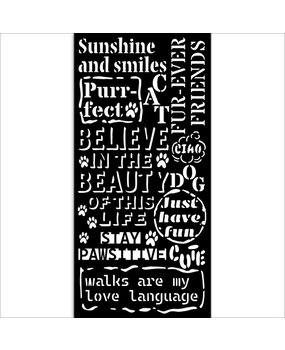 Stamperia Furry Friends Thick Stencil 12x25cm Quotes Pattern (KSTDL132)