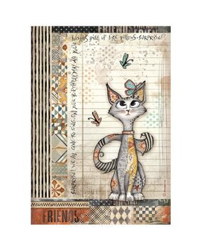 Stamperia Furry Friends A4 Rice Paper Cat and Butterfly (DFSA41067) Stamperia Furry Friends A4 Rice Paper Cat and Butterfly (DFSA41067)