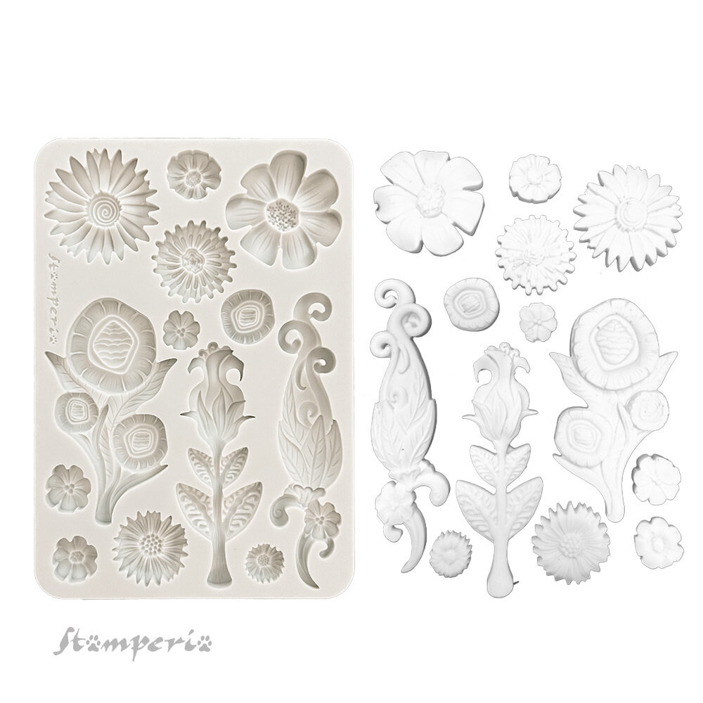 Stamperia Furry Friends A5 Silicon Mould Flowers (KACMA593)