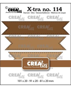 Crealies X-tra Dies Dubbele vaandels met stiksteeklijn (CLXtra114) Crealies X-tra Dies Dubbele vaandels met stiksteeklijn (CLXtra114)
