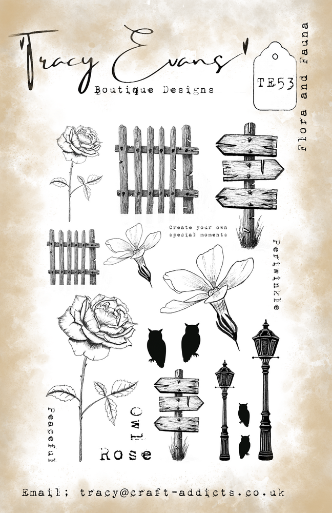 Tracy Evans Flora and Fauna A5 Clear Stamp (TE053) Tracy Evans Flora and Fauna A5 Clear Stamp (TE053)