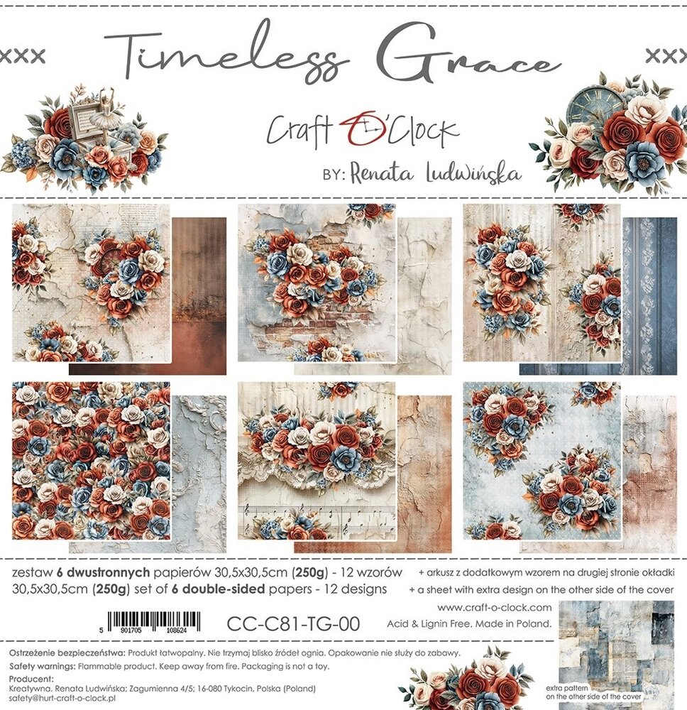 Craft O'Clock Timeless Grace 12x12 Inch Paper Set (CC-C81-TG-00) Craft O'Clock Timeless Grace 12x12 Inch Paper Set (CC-C81-TG-00)