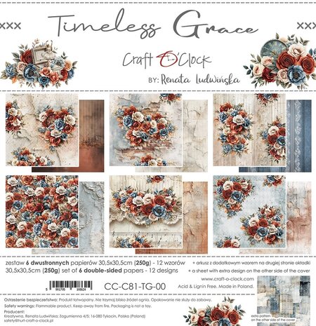 Craft O'Clock Timeless Grace 12x12 Inch Paper Set (CC-C81-TG-00) Craft O'Clock Timeless Grace 12x12 Inch Paper Set (CC-C81-TG-00)